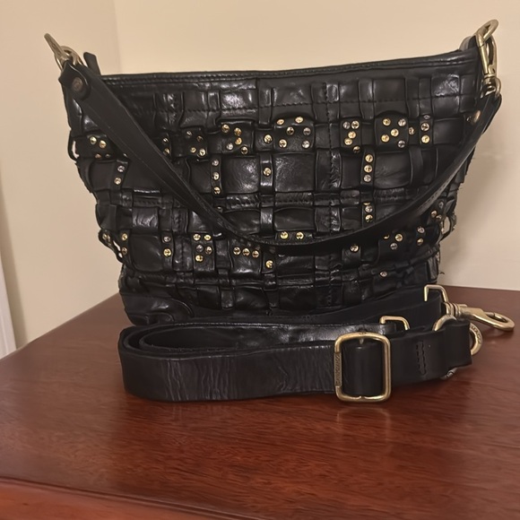 Campomaggi Edera Black Leather Studded Bag - Picture 4 of 5